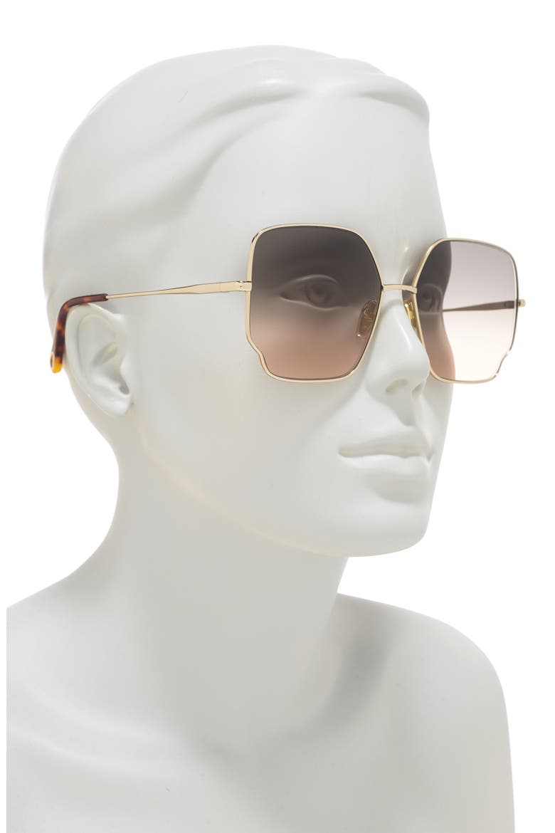 60mm Gradient Square Sunglasses, Alternate, color, BLACK