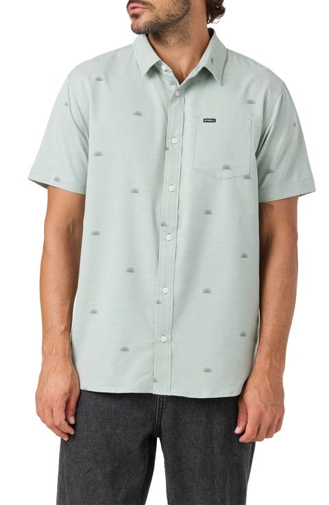 Light Check Geo Standard Fit Short Sleeve Stretch Button-Up Shirt