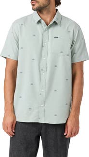 O'Neill Light Check Geo Standard Fit Short Sleeve Stretch Button-Up Shirt