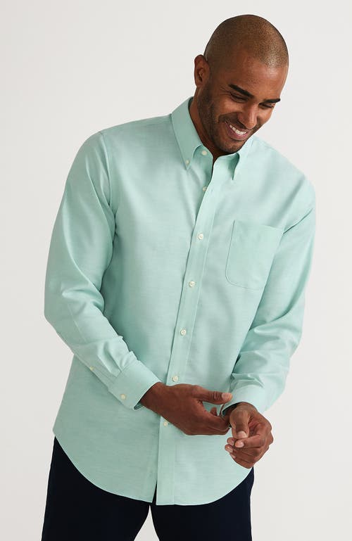 Lands' End Big And Tall Traditional Fit Pattern No Iron Supima Oxford Dress Shirt In Green