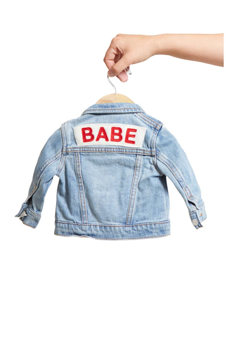 Ingrid & Isabel® Kids' Babe Denim Jacket, Alternate, color, LIGHT WASH