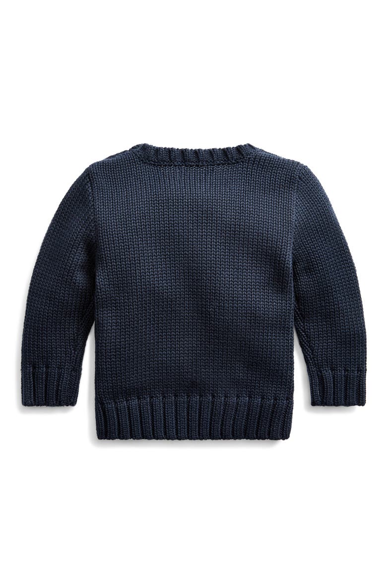 American Flag Cotton Crewneck Sweater, Alternate, color, HUNTER NAVY