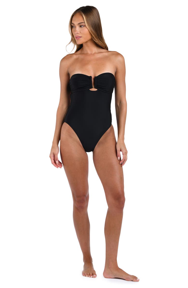 L'AGENCE Emilia Bandeau One-Piece Swimsuit, Alternate, color, Black