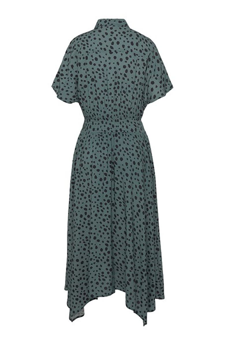 LASCANA Women's Printed Shirt Collar Dress, Alternate, color, Jade & Black