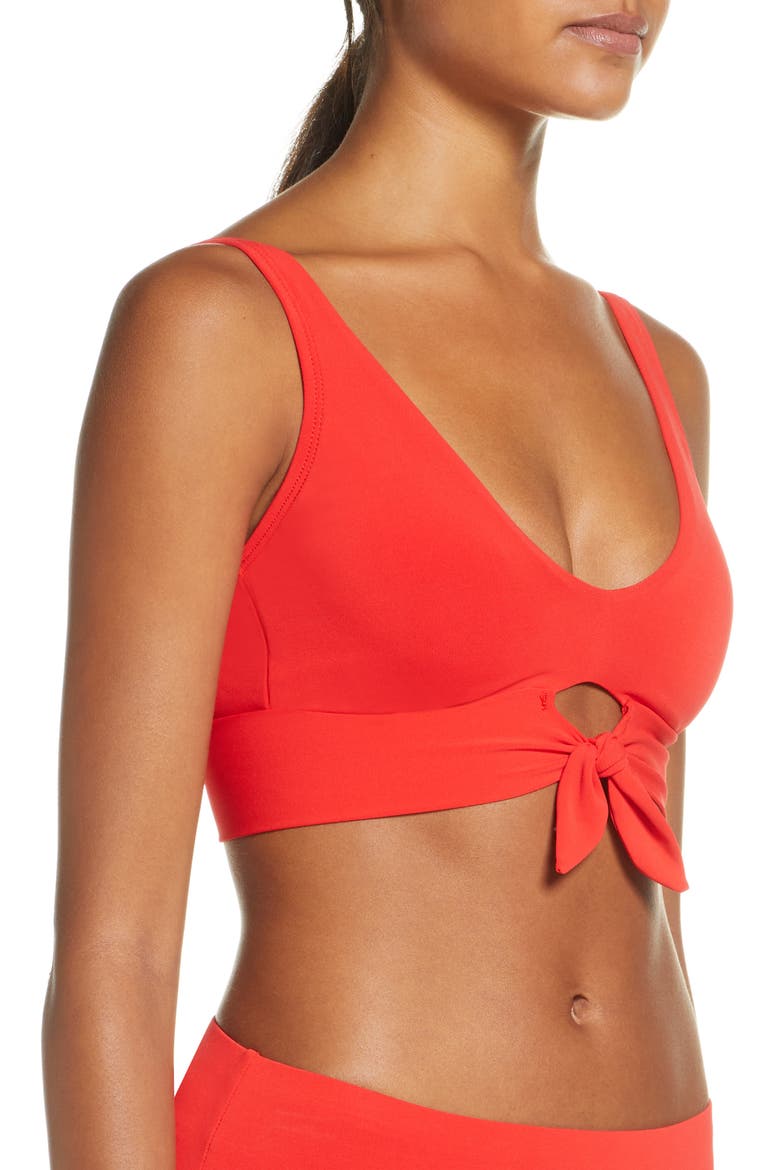 Ava Knot Front Bikini Top, Alternate, color, FIERY RED