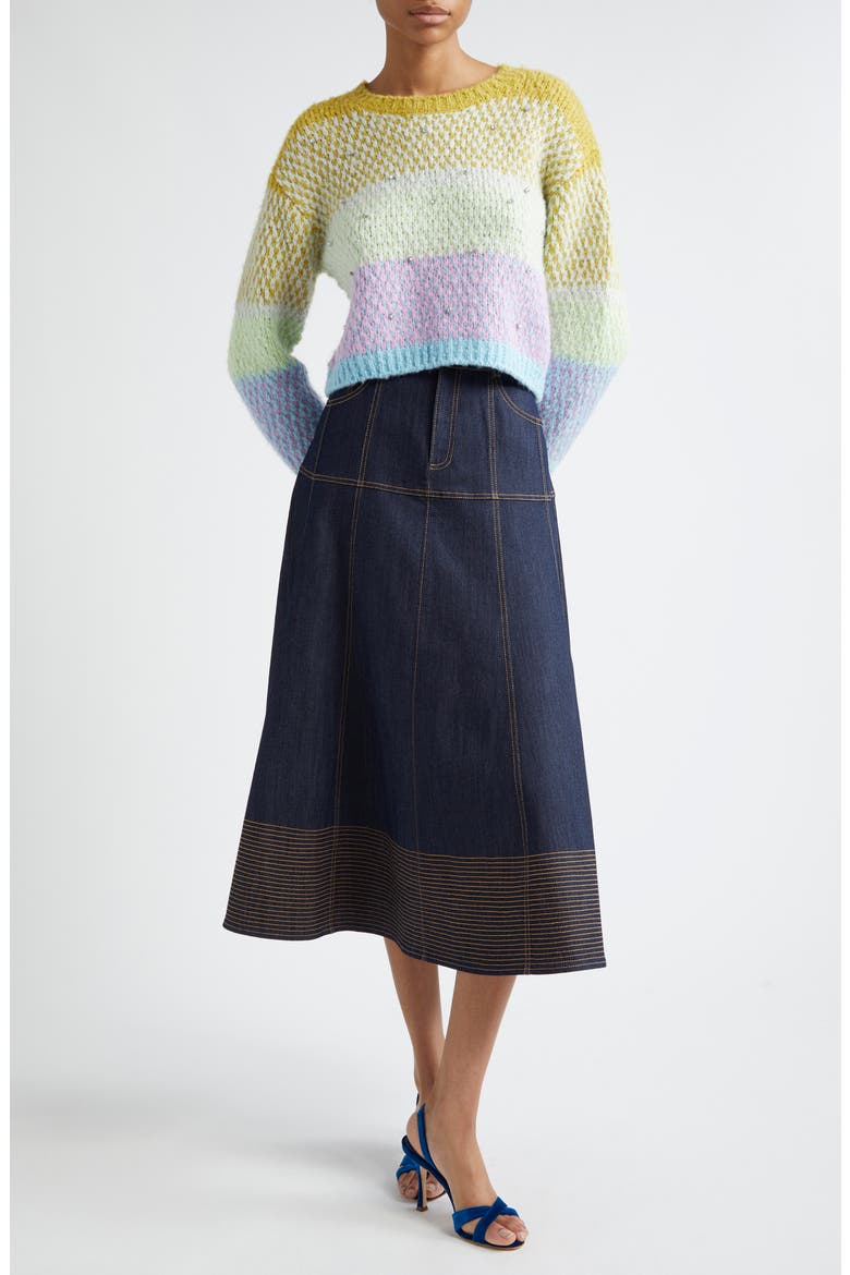 Hester A-Line Denim Skirt, Alternate, color, INDIGO