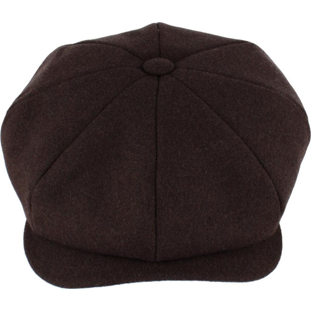 Wigens Classic Retro Newsboy Cap With Curved Peak In Brown