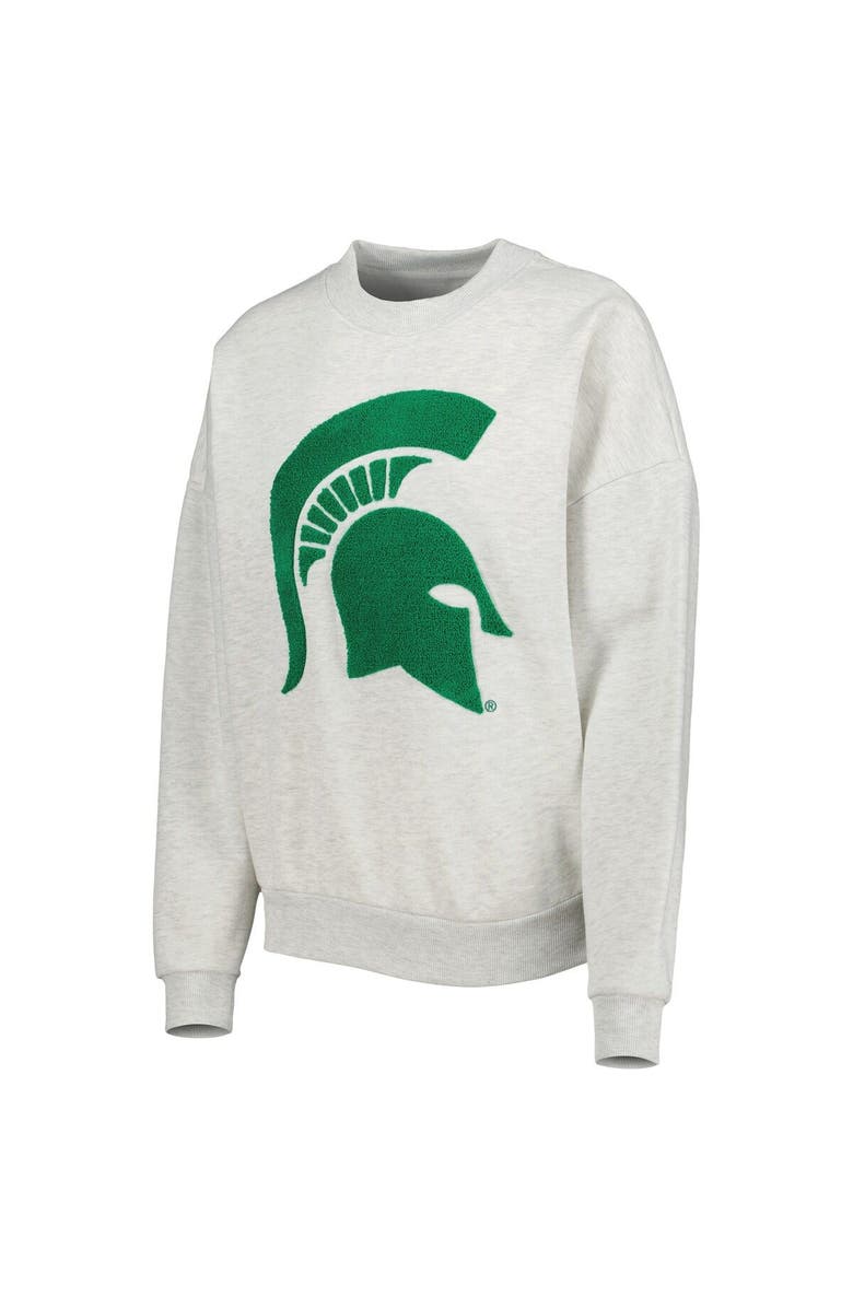 GAMEDAY COUTURE Women's Gameday Couture Heather Ash Michigan State Spartans Chenille Patch Fleece Sweatshirt, Alternate, color, 