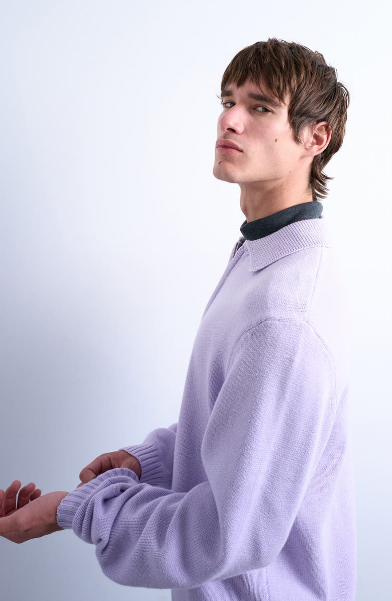 Topman Half-Zip Polo Sweater, Alternate, color, Lilac
