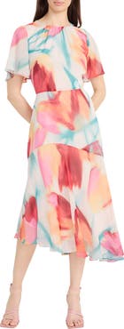 Maggy London Flutter Sleeve Midi Dress