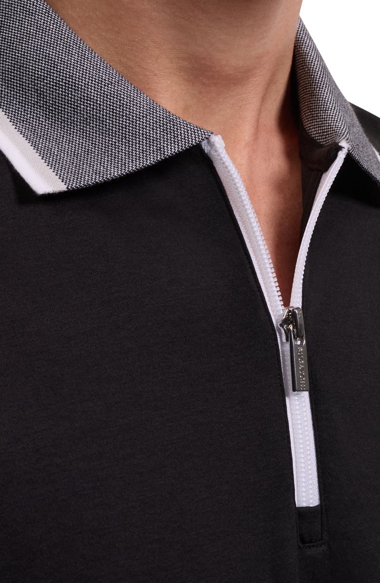 Bugatchi Quarter Zip Polo, Alternate, color, Black