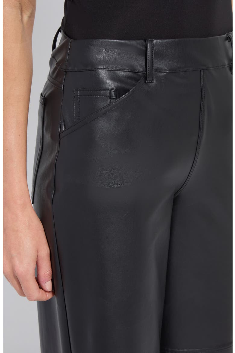 Azara Wide Leg Faux Leather Pants, Alternate, color, BLACK