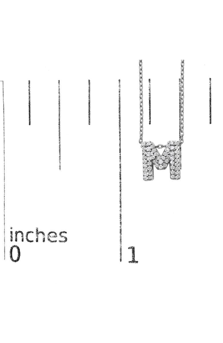 Haus of Brilliance 10K Gold Diamond Accent "A-Z" Initial Bubble Pendant Necklace, Alternate, color, White | M