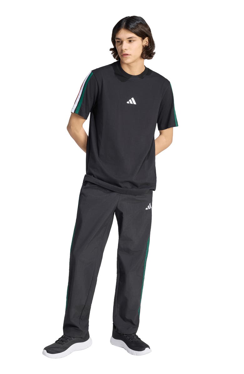 adidas Essentials 3-Stripes Track Long Pants, Alternate, color, Black/ Green/ White/ Scarlet