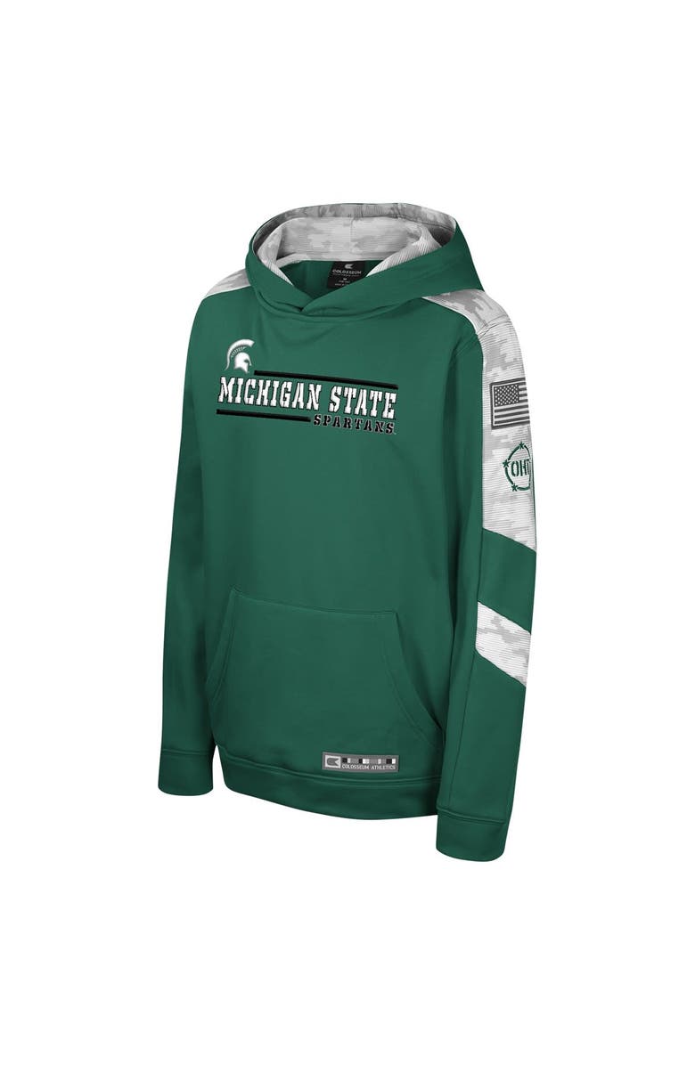 COLOSSEUM Youth Colosseum Green Michigan State Spartans OHT Military Appreciation Cyclone Digital Camo Pullover Hoodie, Alternate, color, Green