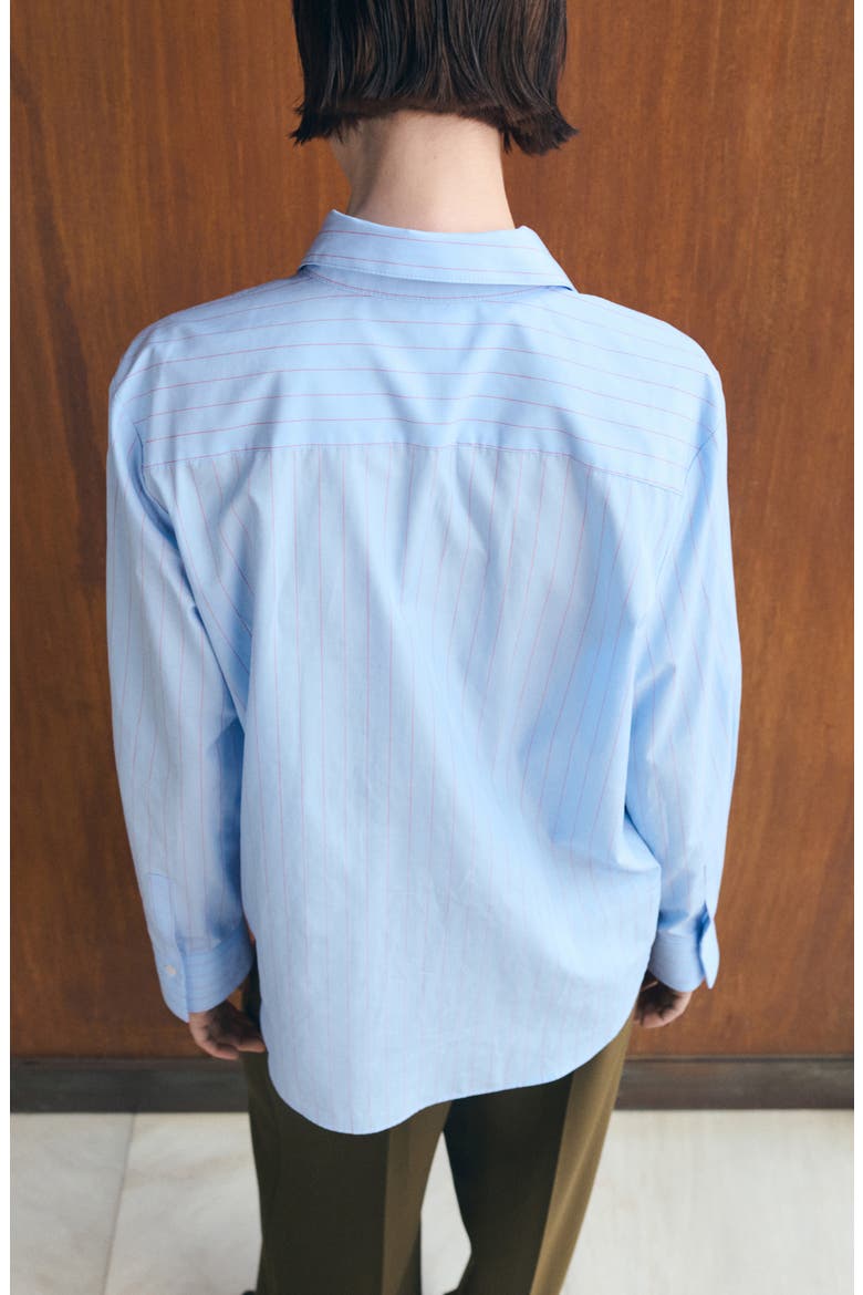 Stripe Poplin Button-Up Shirt, Alternate, color, BLUE