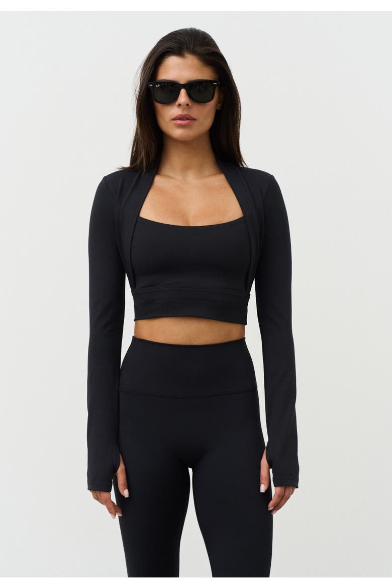 Softsculpt Bolero Long Sleeve Top, Alternate, color, Black