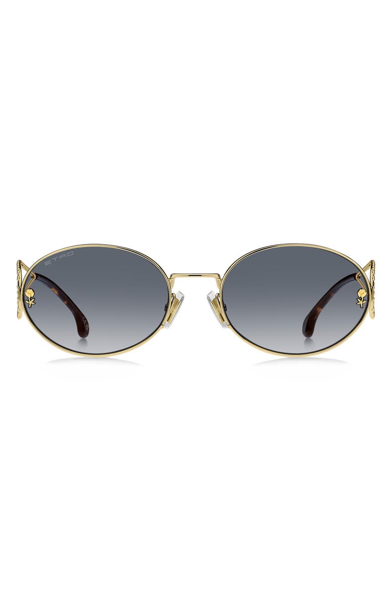 Etro 57mm Oval Sunglasses, Main, color, Gold/ Dark Blue Sf