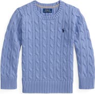 Polo Ralph Lauren Kids' Cabled Cotton Crewneck Sweater (Nordstrom Exclusive)