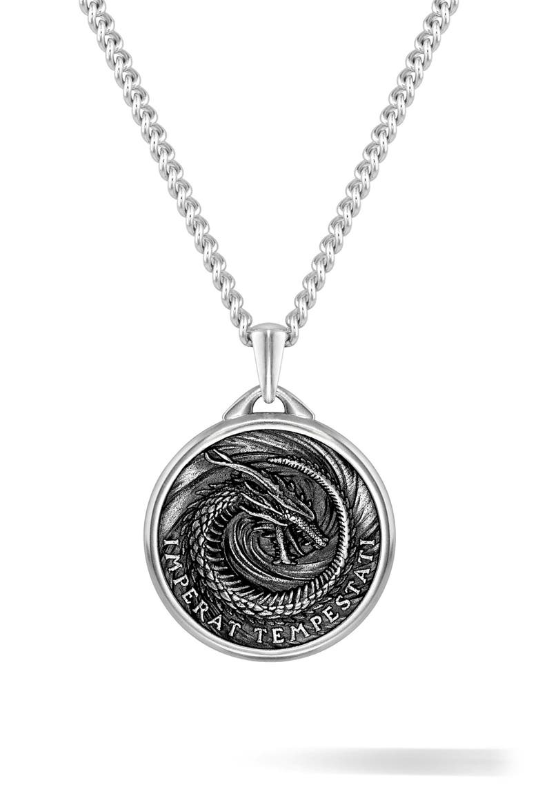 The Dragon Pendant Necklace, Main, color, SILVER