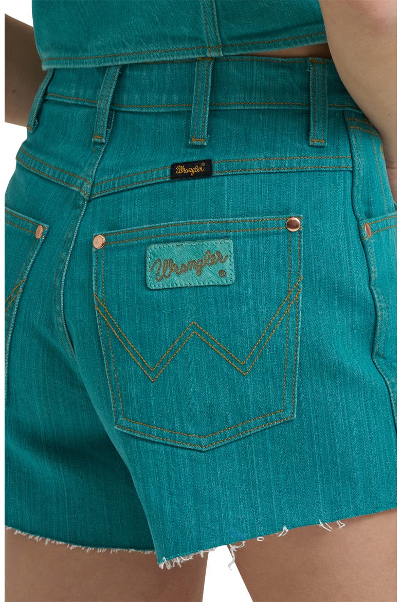 x Lainey Wilson High Waist Denim Cutoff Shorts, Alternate, color, TURQUOISE
