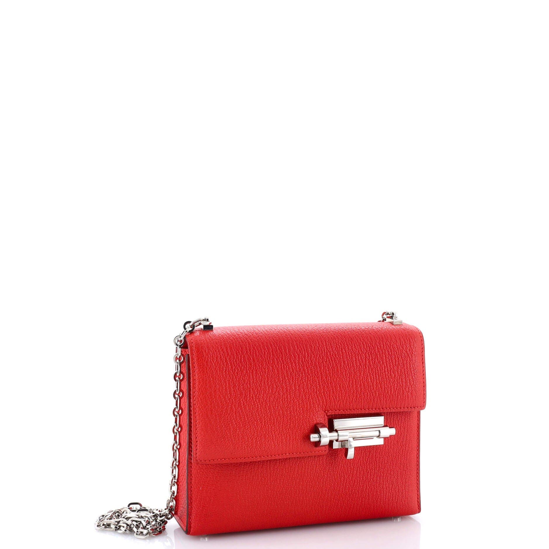Pre-Owned Hermes Verrou Chaine Bag Chevre Mysore Mini, Alternate, color, Rouge Tomate