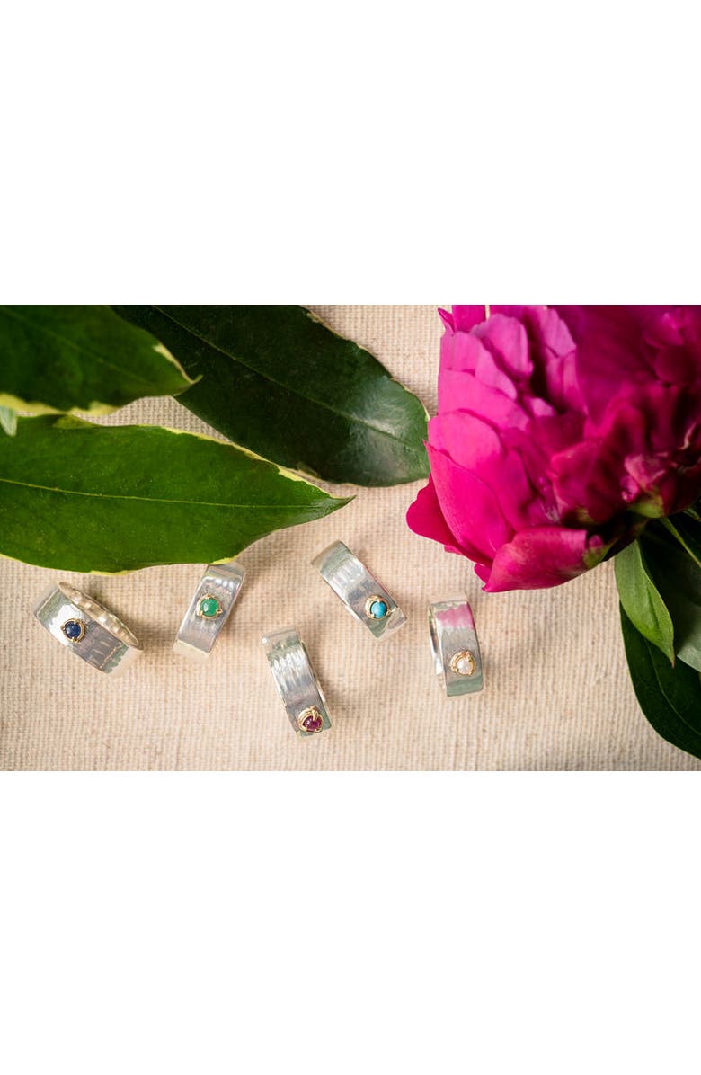 ELLIOT YOUNG "Liquid Metal" Wide Band Claw Ring, Alternate, color, Emerald