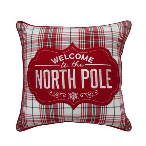 Welcome North Pole Christmas Throw Pillow, 18" x 18"