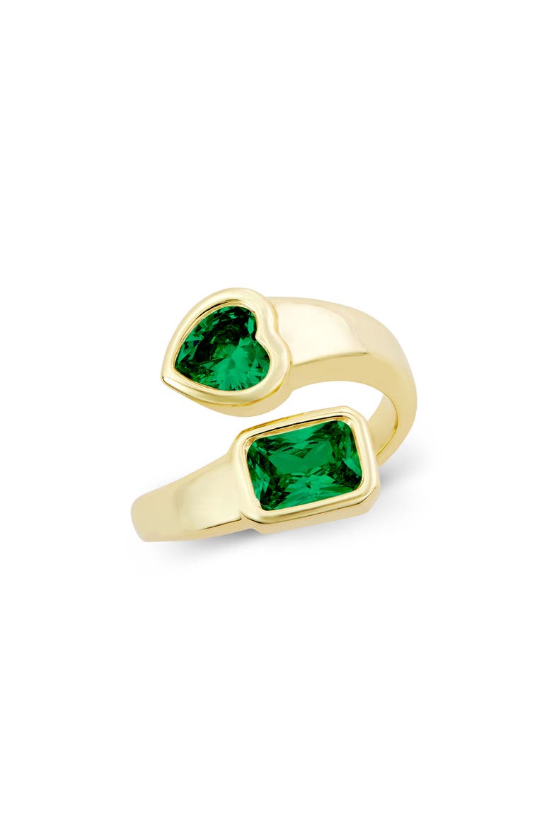 Bezel Set Heart Bypass Ring, Main, color, YELLOW GOLD