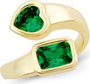 SAVVY CIE JEWELS Bezel Set Heart Bypass Ring