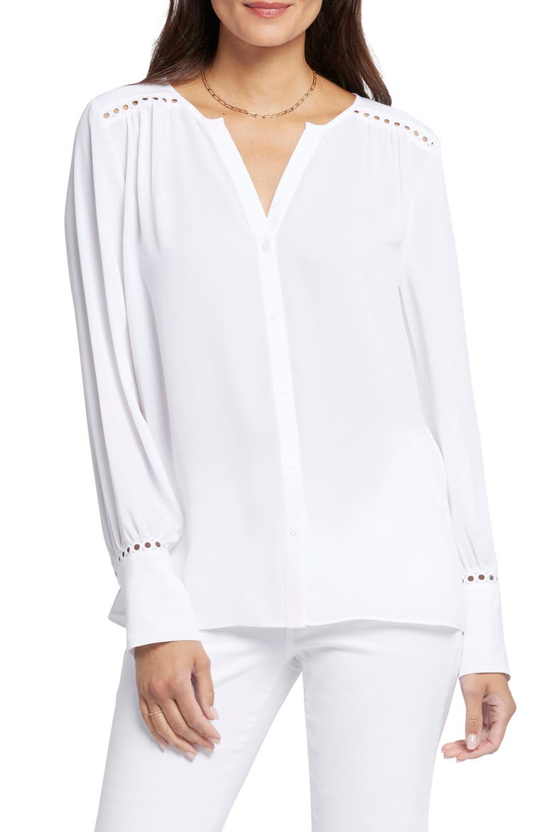 Liliana Lace Inset Peasant Top, Main, color, OPTIC WHITE