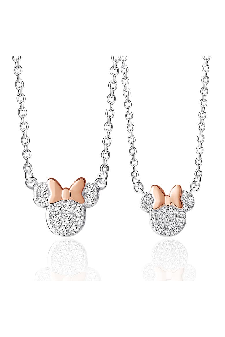 Silver Plated Cubic Zirconia Mommy & Me Necklace Set, Main, color, Silver