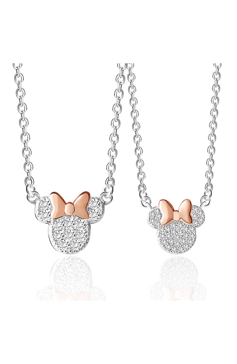 Disney Silver Plated Cubic Zirconia Mommy & Me Necklace Set, Main, color, Silver