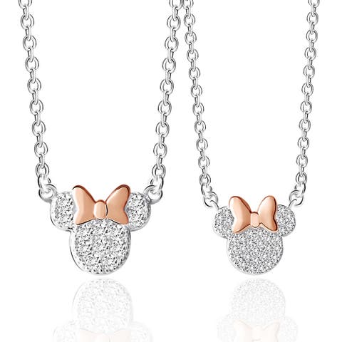 Silver Plated Cubic Zirconia Mommy & Me Necklace Set