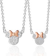 Disney Silver Plated Cubic Zirconia Mommy & Me Necklace Set
