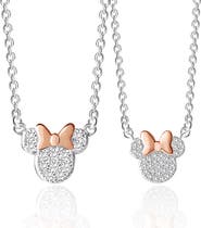 Disney Silver Plated Cubic Zirconia Mommy & Me Necklace Set