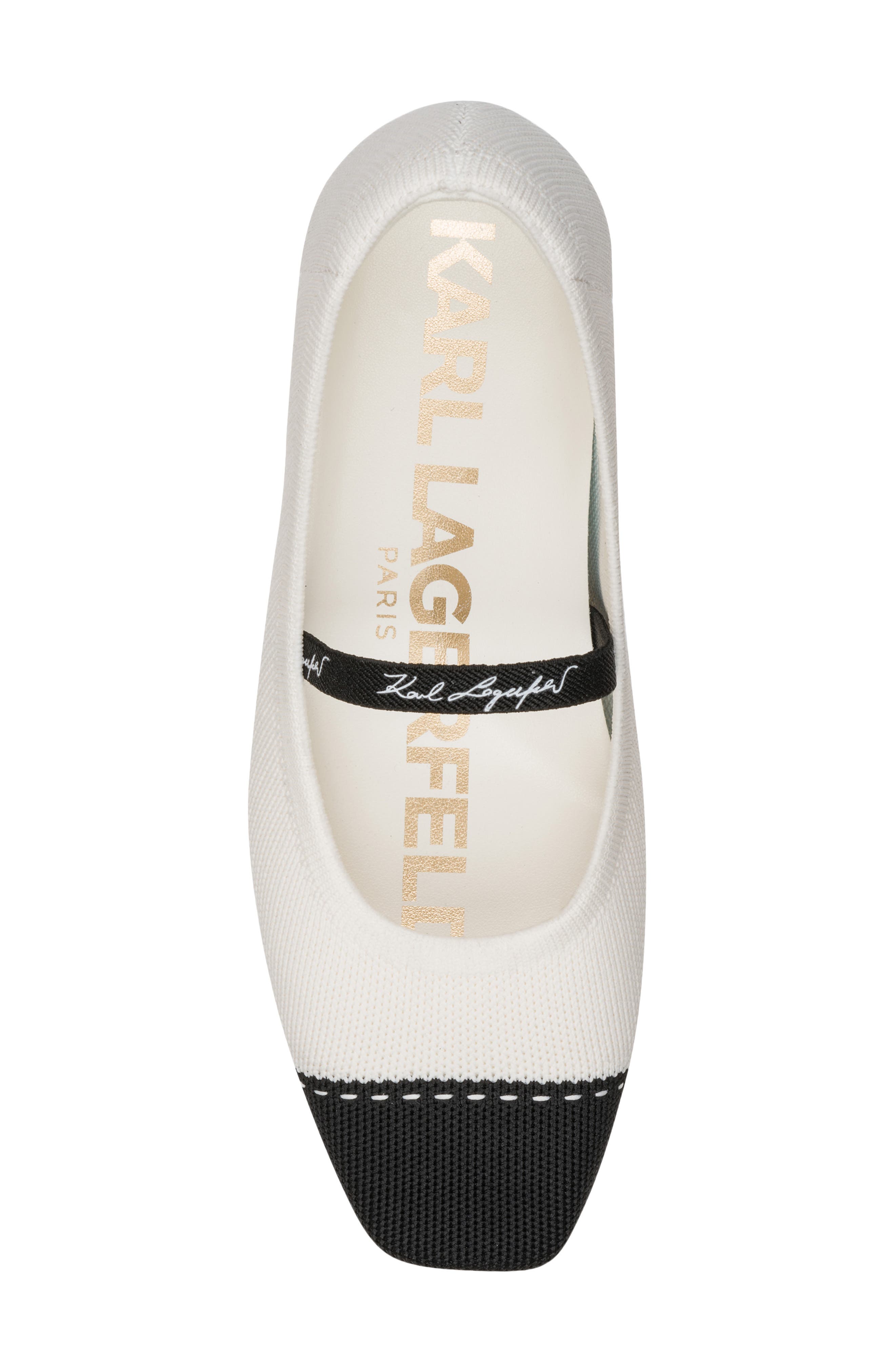 KARL LAGERFELD PARIS Zailey Cap Toe Mary Jane Flat, Alternate, color, Cream/ Black