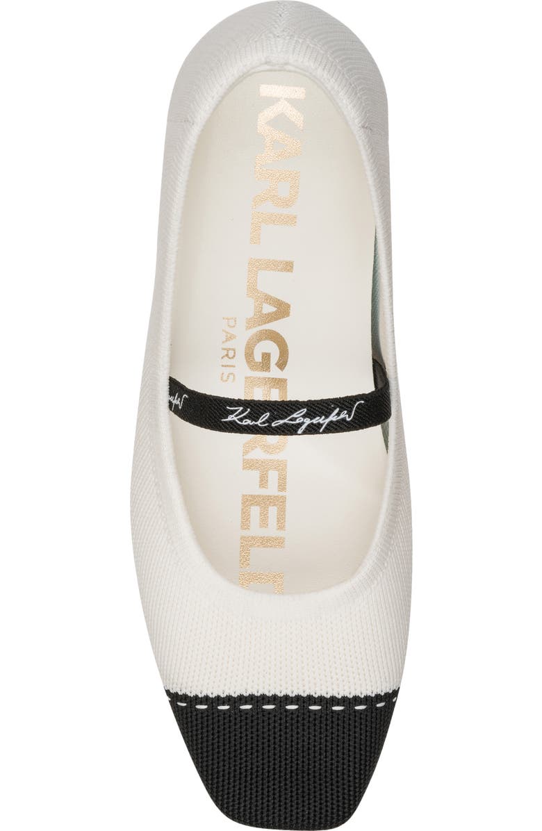 KARL LAGERFELD PARIS Zailey Cap Toe Mary Jane Flat, Alternate, color, Cream/ Black