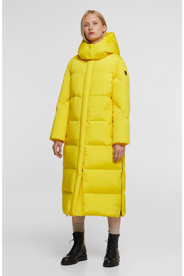 Aurora Water Repellent Long Puffy Down Parka, Alternate, color, DAFFODIL