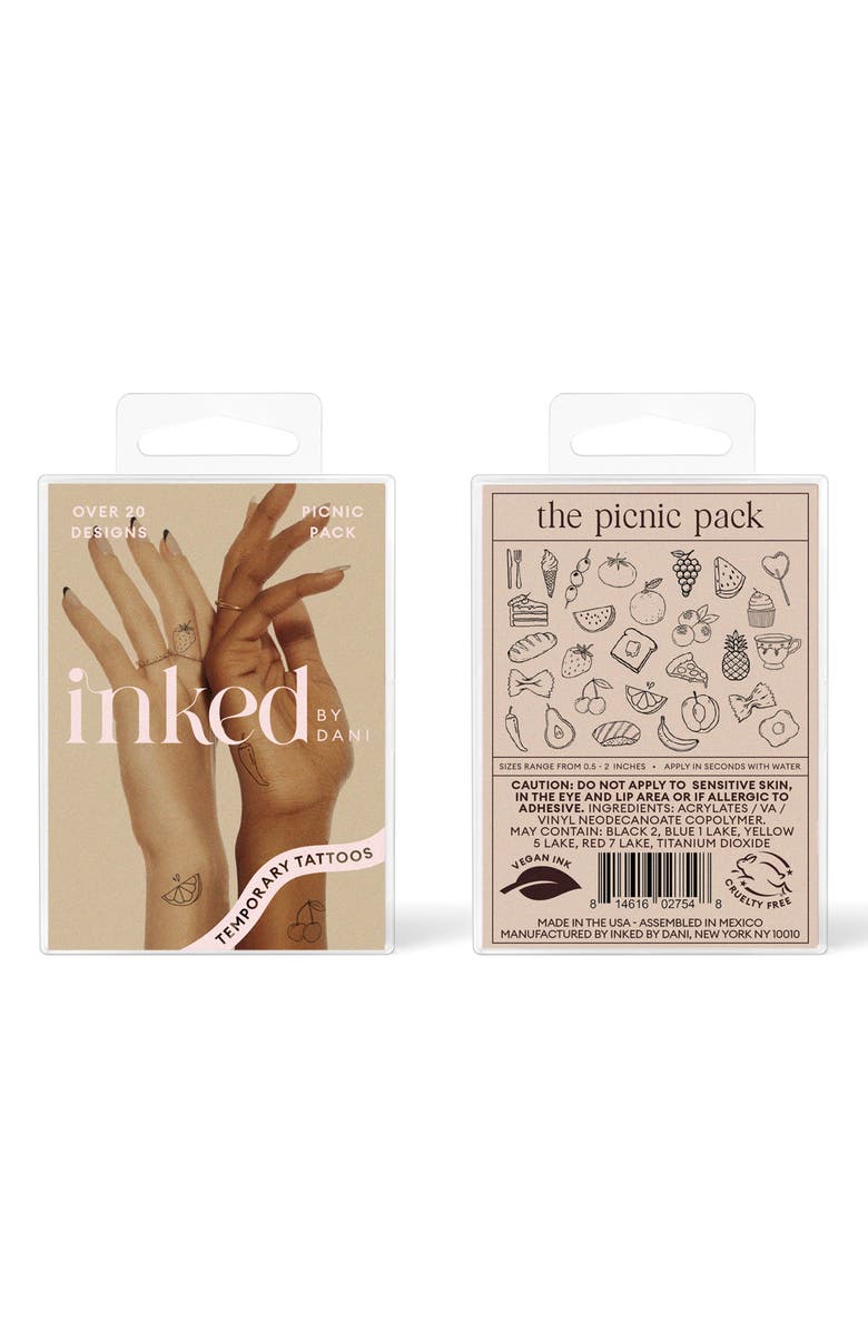 INKED by Dani The Picnic Pack Temporary Tattoos, Main, color, Black