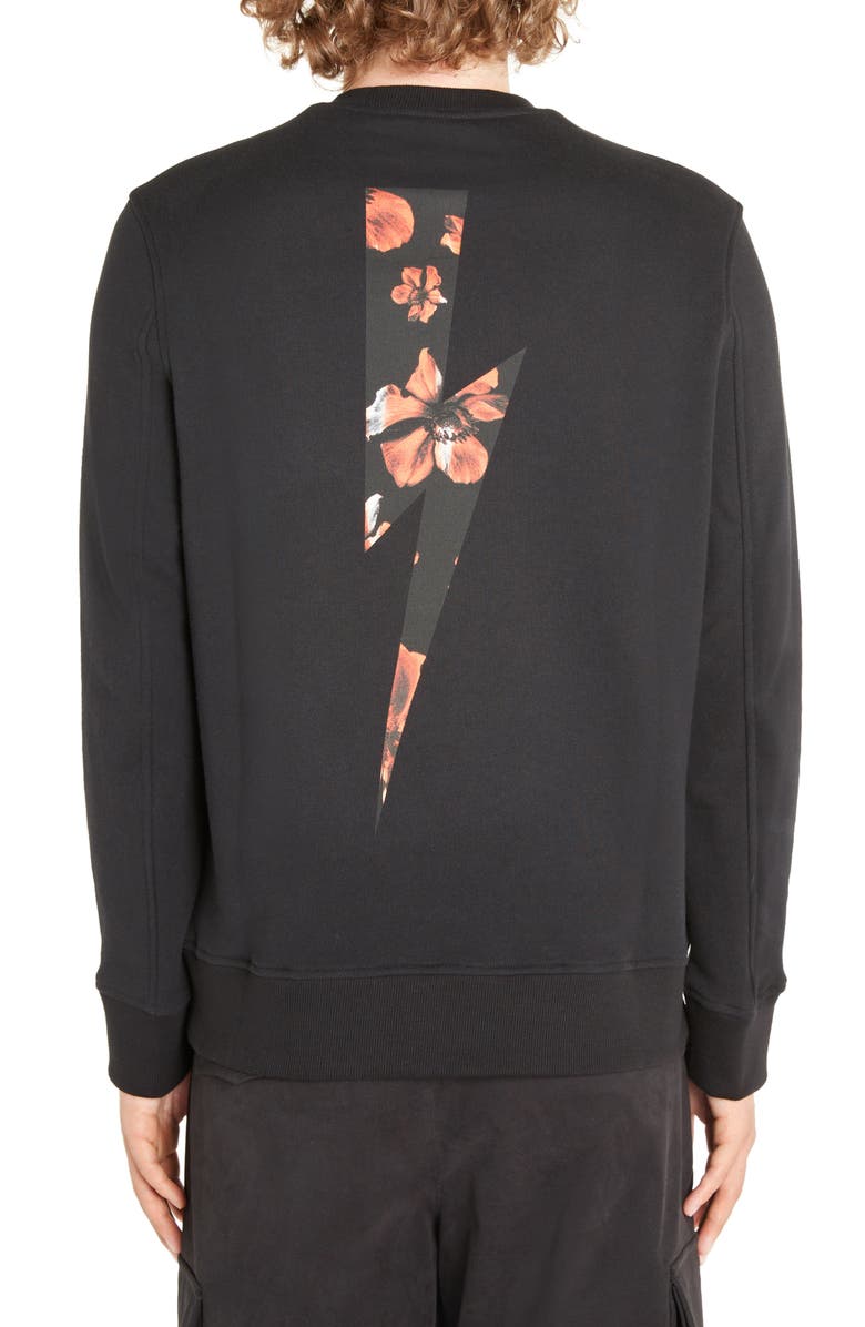 Neil Barrett Thunderbolt Flower Graphic Sweatshirt, Alternate, color,