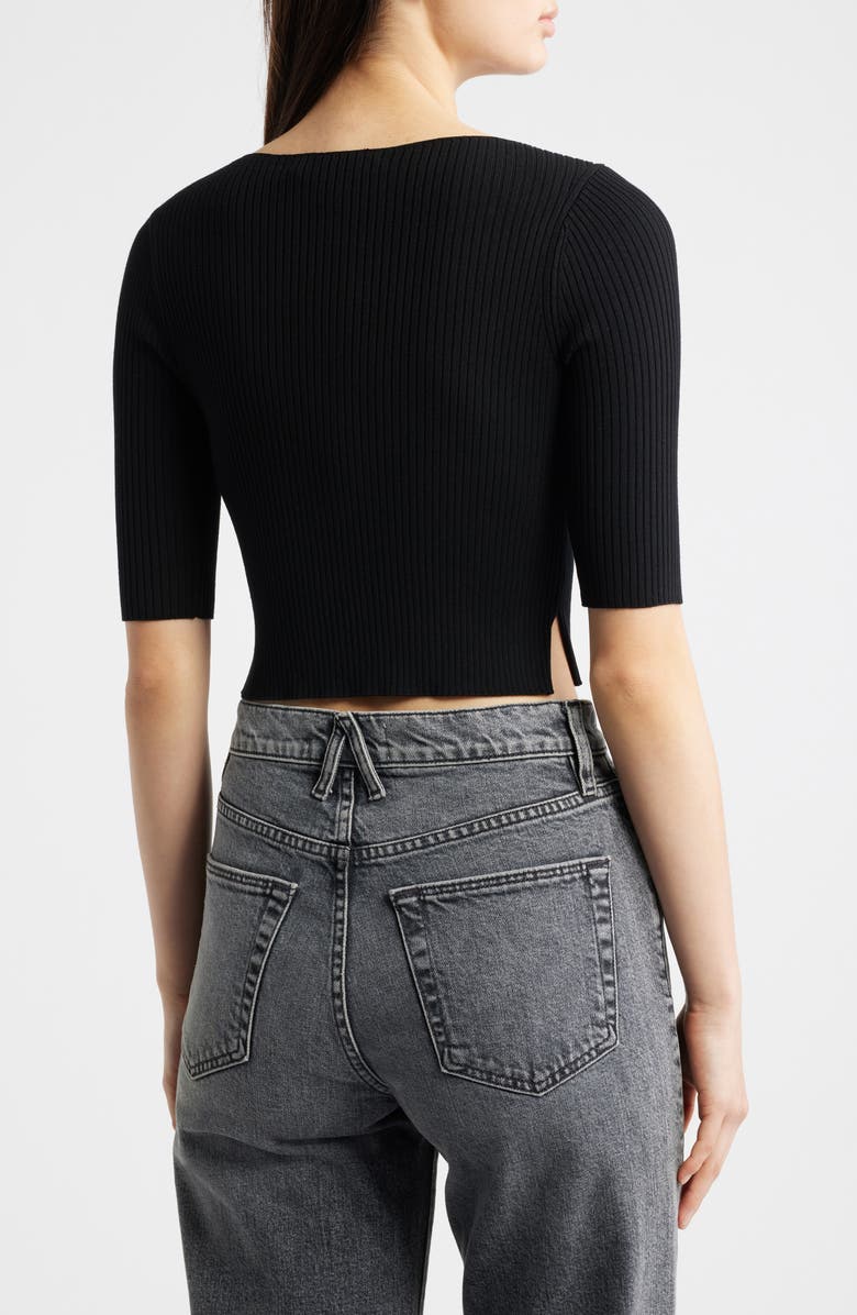 AllSaints Cruz Crop Rib Top, Alternate, color, Black