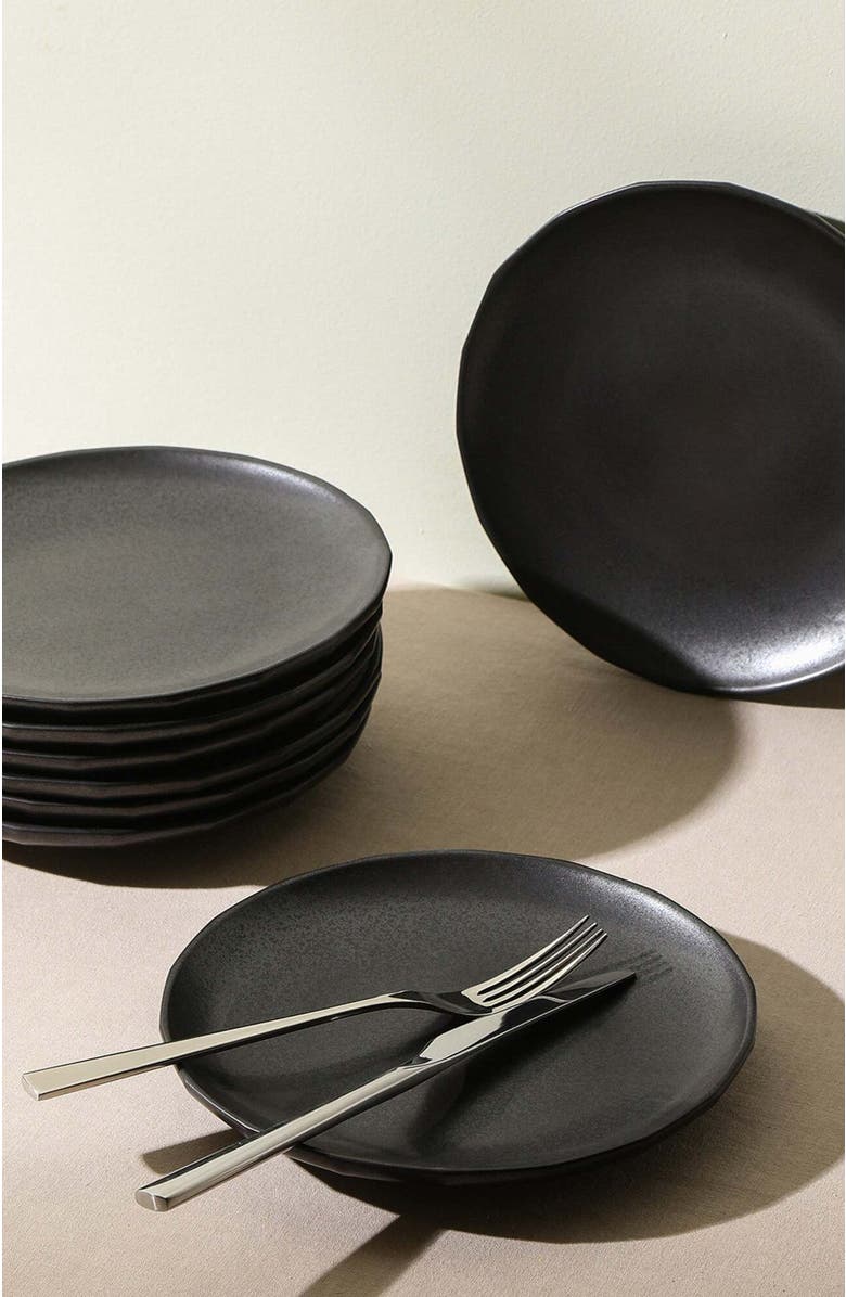 Stone Lain Rio Stoneware 4-Piece Dinner Plate Set, Alternate, color, Black