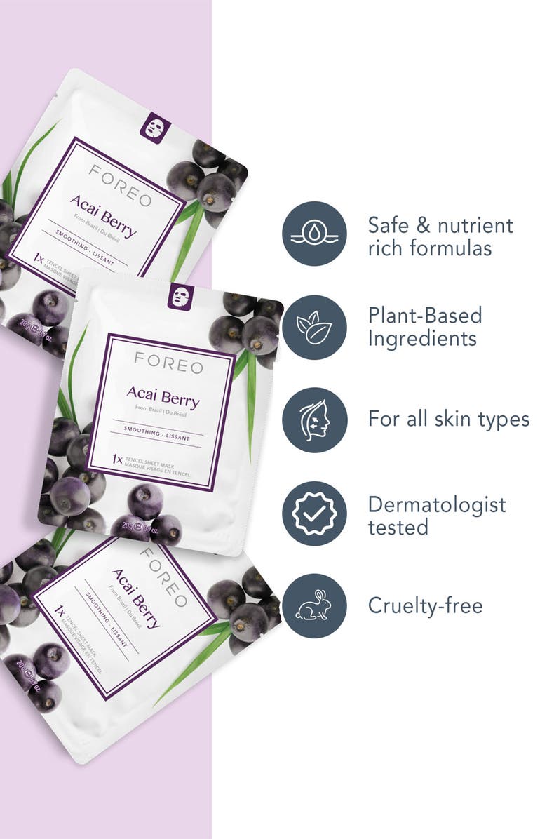 FOREO Farm To Face Sheet Mask - Acai Berry x3, Alternate, color, NO COLOR