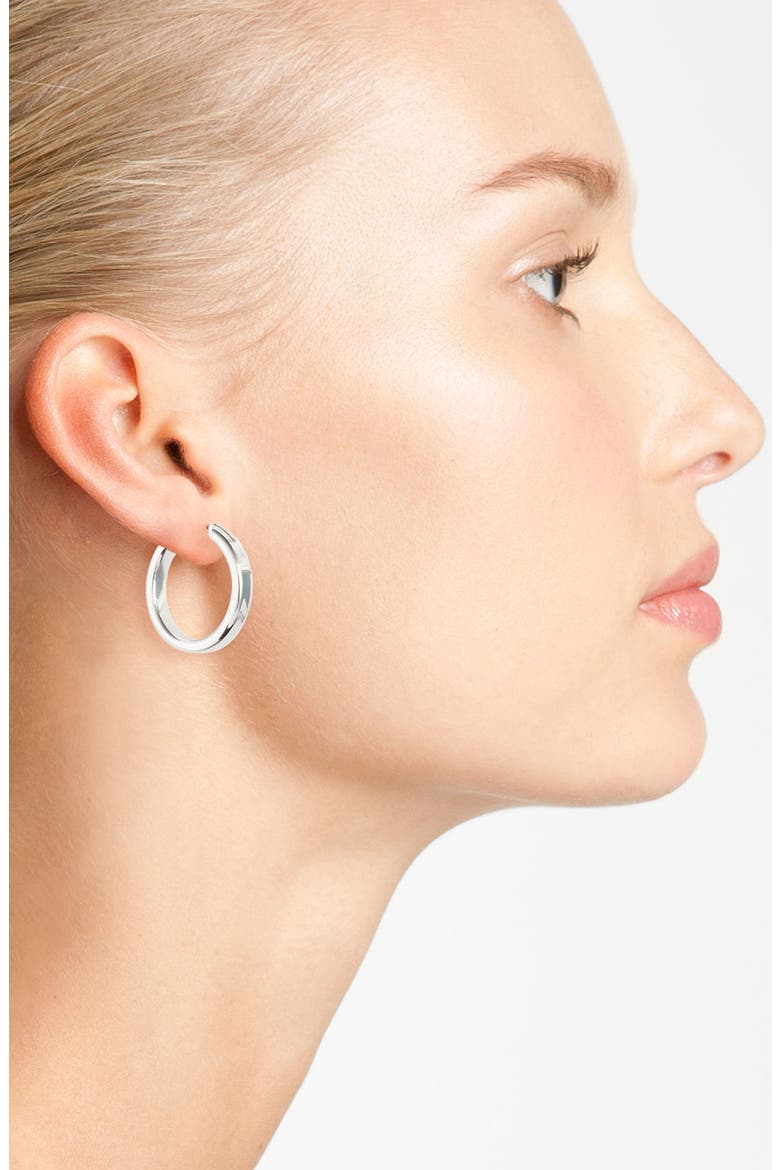 Medium Snap Post Hoop Earrings, Alternate, color, SILVER
