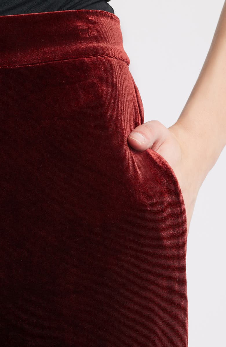 Elie Tahari The Lucia Velvet Pull-On Wide Leg Pants, Alternate, color, Purple Bordeaux