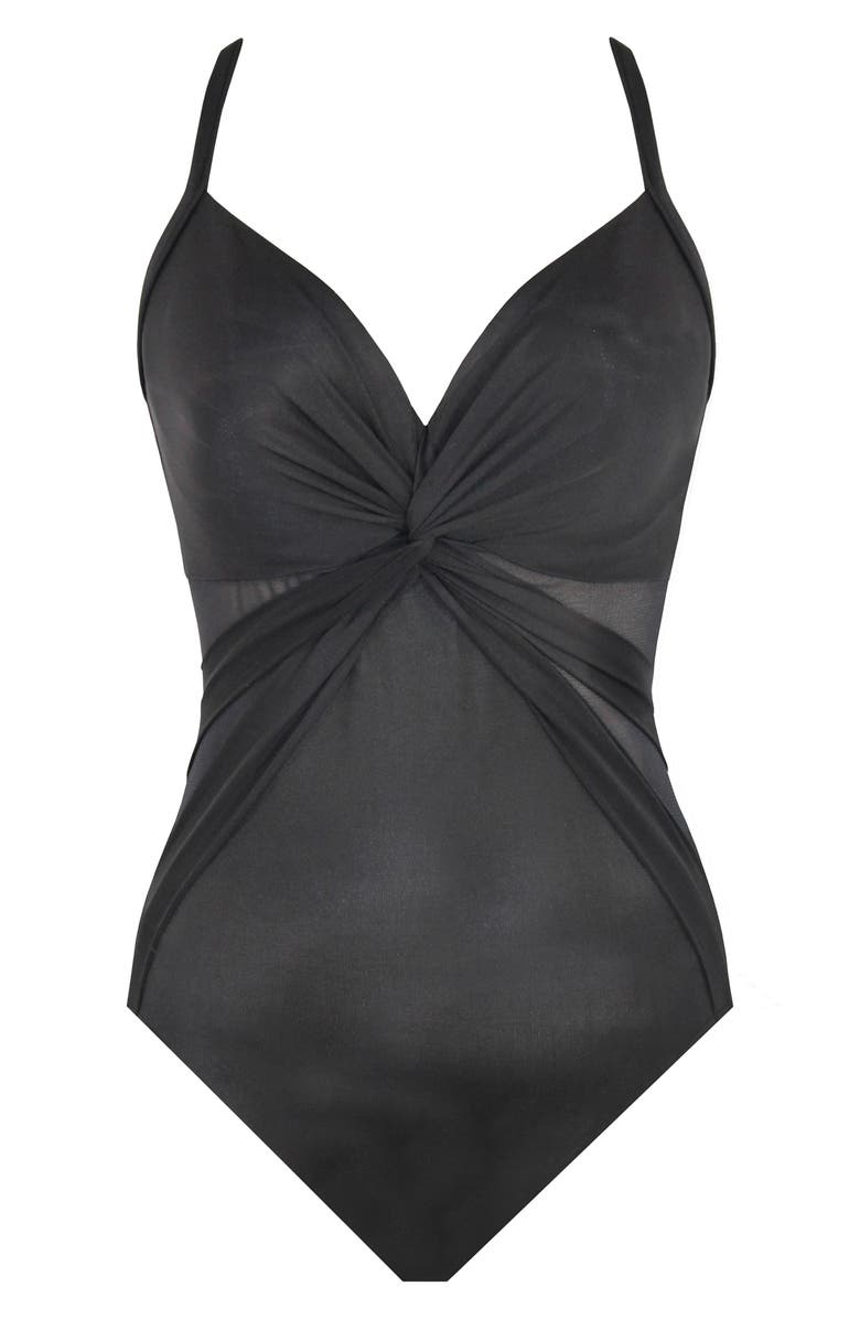 Miraclesuit<sup>®</sup> Network News Bell One-Piece Swimsuit, Alternate, color, Black