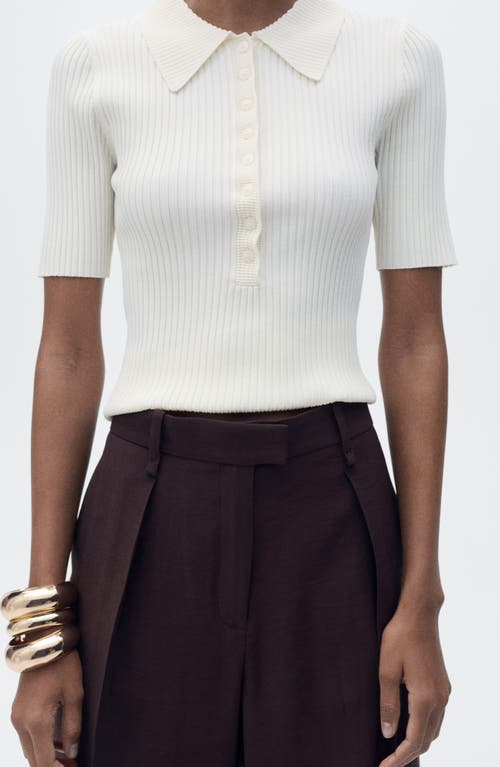 Mango Short Sleeve Rib Polo Sweater
