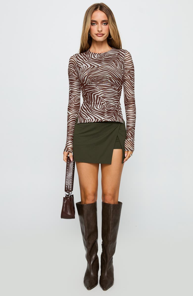 Princess Polly For the Thrill Faux Wrap Skort, Alternate, color, Green