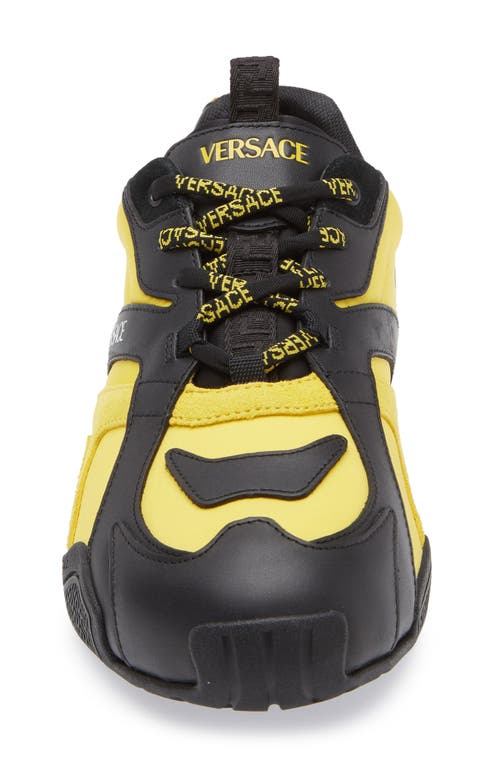 Versace Logo Sneaker In Yellow Black